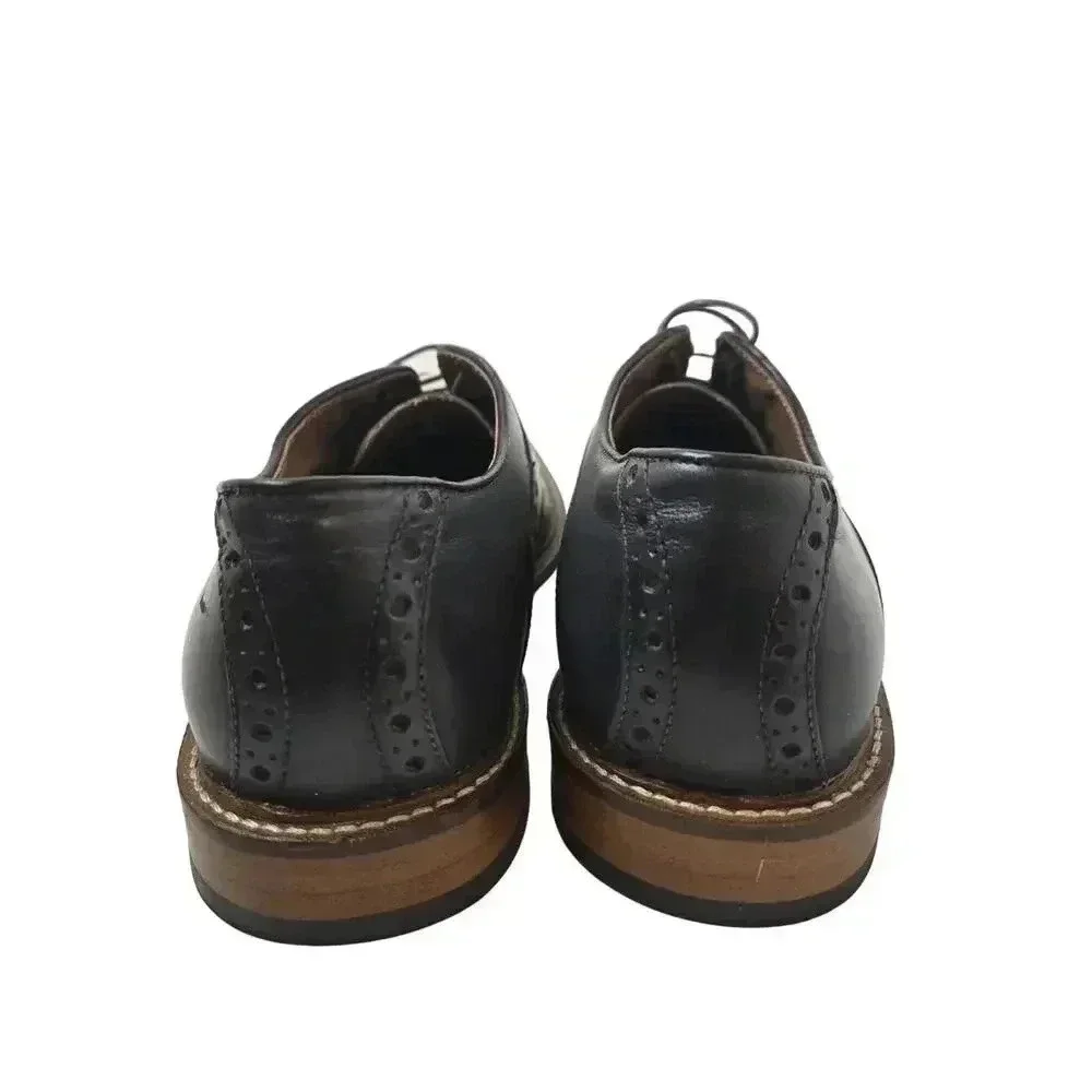 Aston Grey Mens Tokyo Oxford Dress Shoes Black Leather Almond Toe Lace Up 9.5